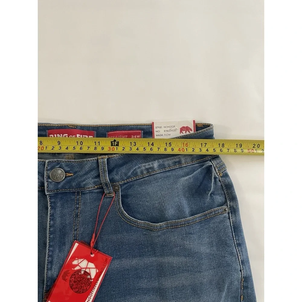 Men's Ring of Fire Straight Fit Jeans Blue Light Casual Size 34W